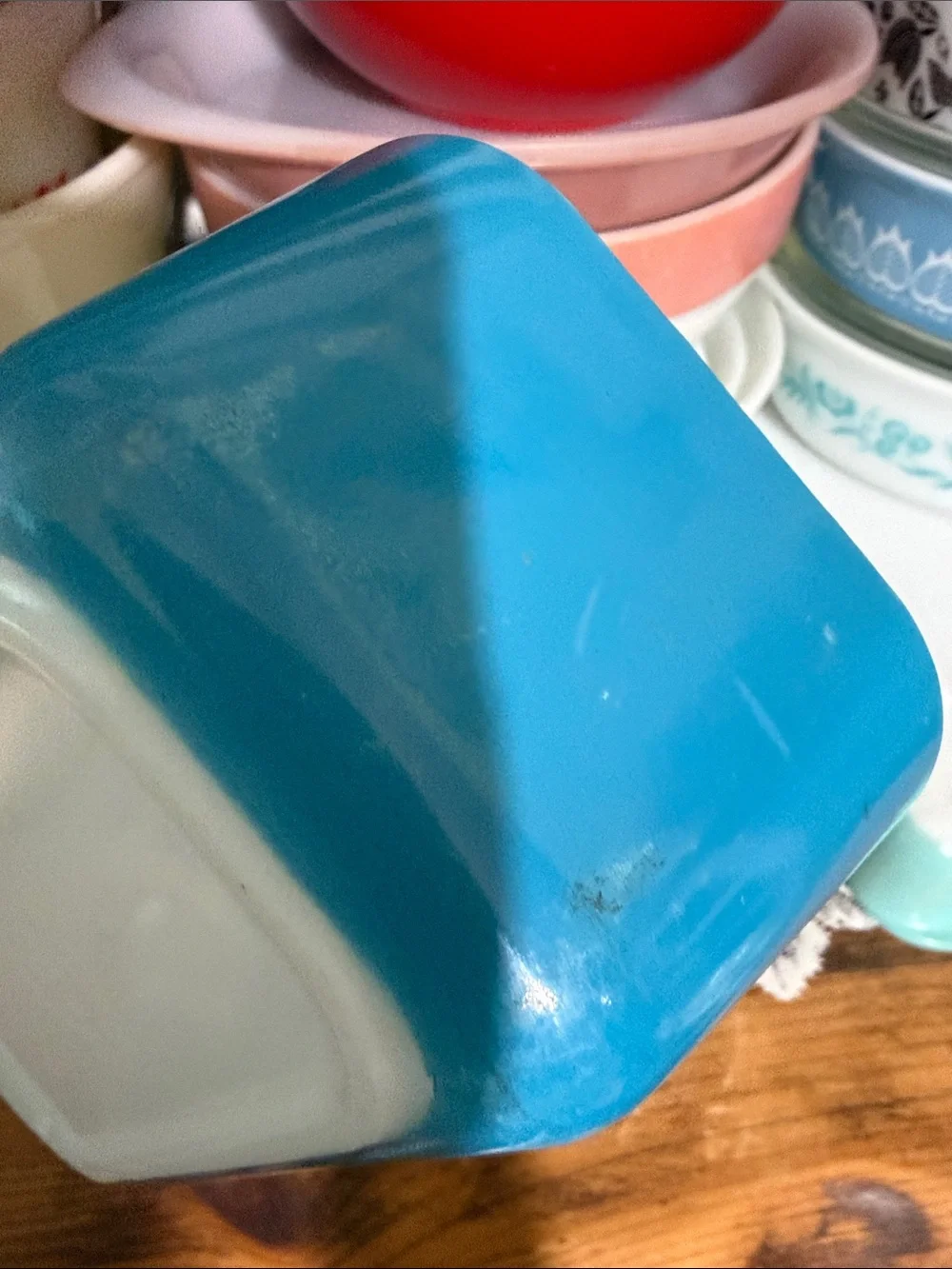 Pyrex 0502 refrigerator fridge turquoise blue set of 2 TM reg